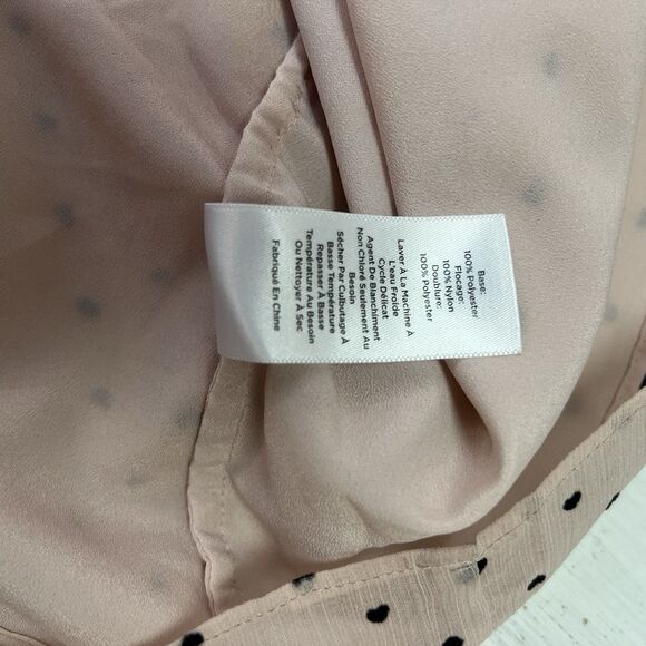 Talbots Blouse Top 2X Pink Chiffon Ruffle Long Sleeve Graphic Print Hearts - Picture 13 of 13